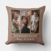 母の日3つのフォトコラージュMocha Brown クッション (正面)