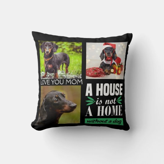 母の日3つの写真のコラージュと犬Cush クッション (正面)