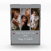 母の日3つの写真コラージュ | グレー フォトブロック (正面)