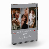 母の日3つの写真コラージュ | グレー フォトブロック (左)