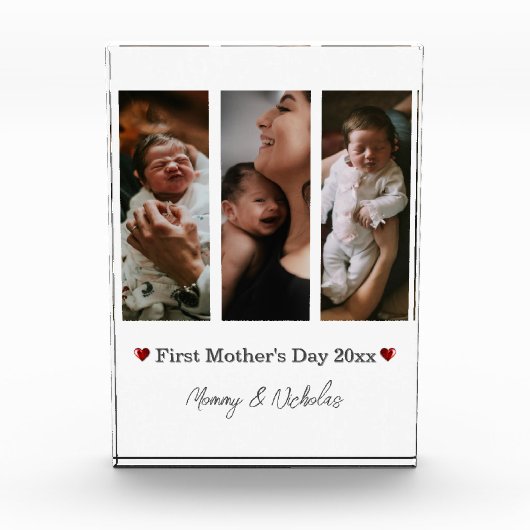母の日3つの写真コラージュ フォトブロック (正面)