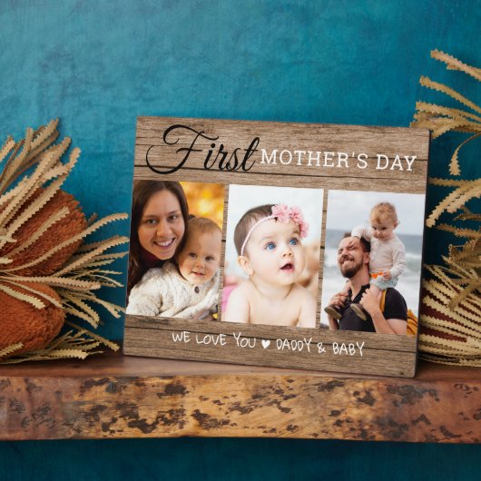母の日3フォトコラージュ素朴ウッド フォトプラーク (側面)