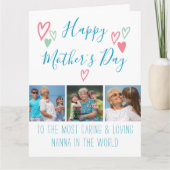 母の日3写真かわいいハートとタイポグラフィ カード (正面)