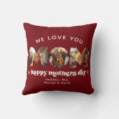 母の日3写真カスタムレトロさくらんぼ赤 クッション (裏面)