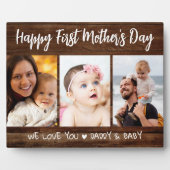 母の日3写真コラージュダークウッド フォトプラーク (正面)