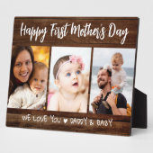 母の日3写真コラージュダークウッド フォトプラーク (側面)