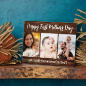 母の日3写真コラージュダークウッド フォトプラーク (側面)