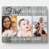 母の日3写真コラージュ白木 フォトプラーク (正面)