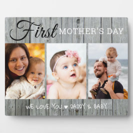 母の日3写真コラージュ白木 フォトプラーク