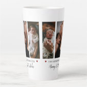 母の日3枚の写真コラージュ カフェラテマグ (正面)