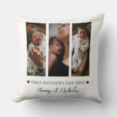 母の日3枚の写真コラージュ クッション (正面)