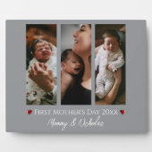 母の日3枚の写真コラージュ | グレー フォトプラーク (正面)
