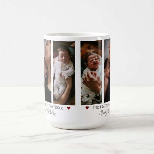 母の日3枚の写真コラージュ コーヒーマグカップ (中央)