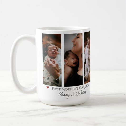 母の日3枚の写真コラージュ コーヒーマグカップ (左)