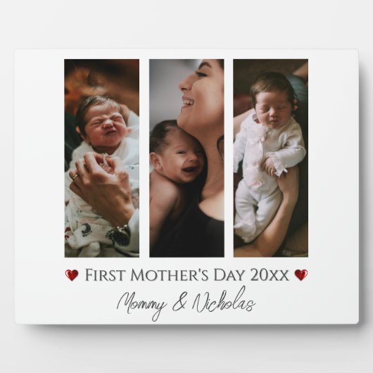 母の日3枚の写真コラージュ フォトプラーク (正面)