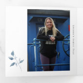 母の日4フォトトリフォールドカードブルーフローラ 三つ折りクリスマスカード (内部最初)