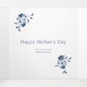 母の日4フォトトリフォールドカードブルーフローラ 三つ折りクリスマスカード (内部中)