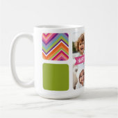 母の日4写真コラージピンクグリーンシェブロン コーヒーマグカップ (左)