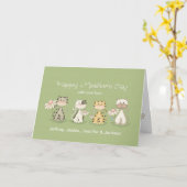 母の日4匹の猫たち – 名前をカスタムする カード (黄色い花)