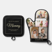 母の日5写真コラージュの贈りカスタム物 鍋つかみ&鍋敷きセット (正面)