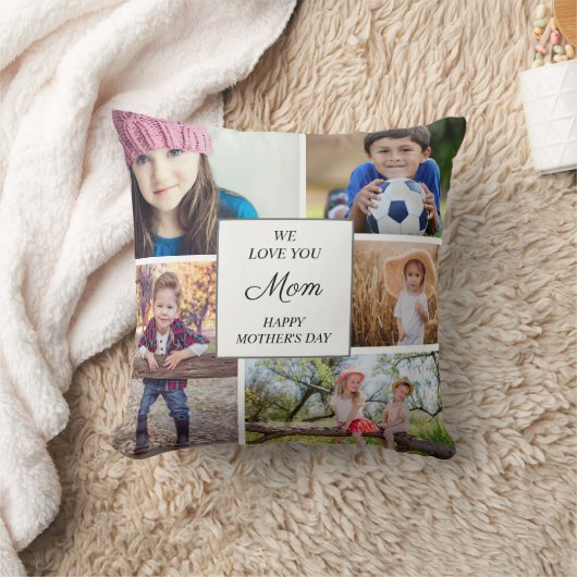 母の日5子の家族の写真コラージュ クッション (ブランケット)