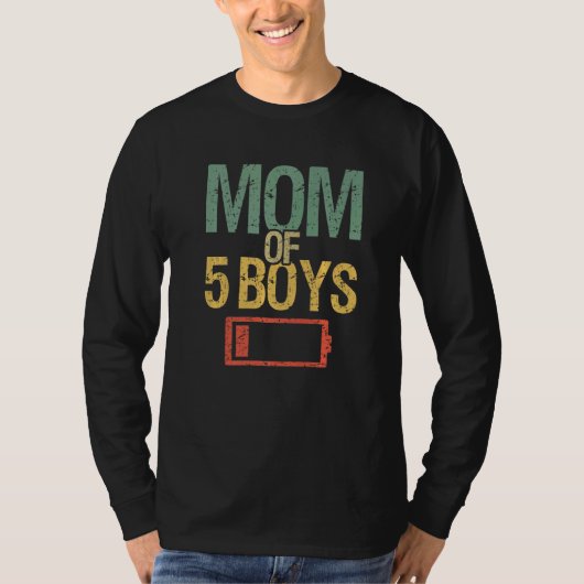 母の日5男の子の疲れたママ低バッテリドレイン Tシャツ (正面)