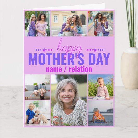 母の日8写真コラージピンクパーソナライズされた カード (正面)