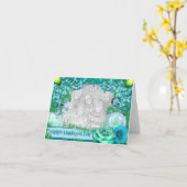 母の日-あなたの写真を加えて下さい-青いファンタジー カード (黄色い花)