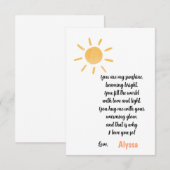 母の日「あなたは私の太陽」 サンキューカード (正面/裏面)