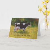 母の日: おもしろいなしゃれ、牛絵画、Moo maママ カード (黄色い花)