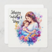 母の日 お母さんと子供と花 シーズンカード (正面/裏面)