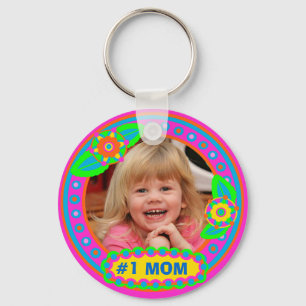 母の日/お母さんのカスタムな写真及び文字Keychain キーホルダー