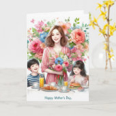 母の日　お母さんへのホリデー　グリーティングカード カード (黄色い花)