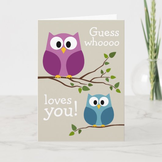 母の日 – かわいいフクロウ カード (正面)
