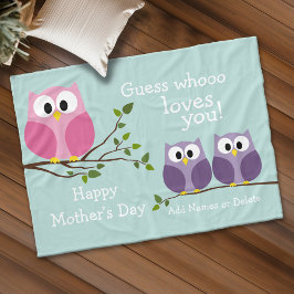 母の日 – かわいいフクロウ フリースブランケット
