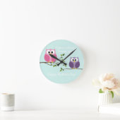 母の日-かわいいフクロウ ラウンド壁時計 (ホーム)