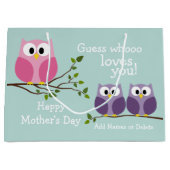 母の日 – かわいいフクロウ ラージペーパーバッグ (正面)