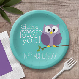 母の日 – かわいいフクロウ – Whooo loves you ペーパープレート