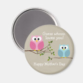 母の日 – かわいいフクロウ – Whooo loves you マグネット (正面/裏面)