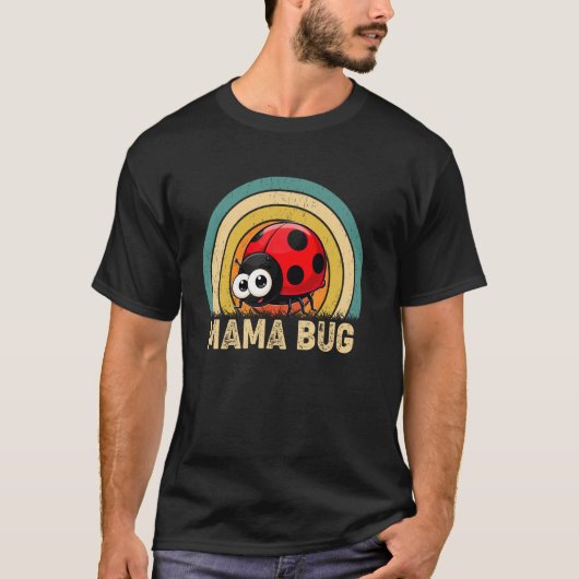 母の日 てんとう虫 ママ 母 お母さん ガールズ レディース Tシャツ (正面)