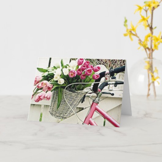 「母の日」は特別なレディーバイク/花のため カード (黄色い花)