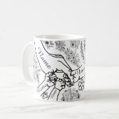 母の日 カスタムネーム キッズが母の手を握るデザイン コーヒーマグカップ (正面左)