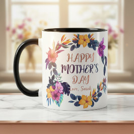母の日 カスタムネーム コーヒーマグカップ 花柄 マグカップ
