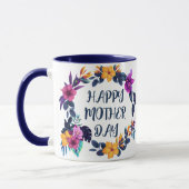 母の日 カスタムネーム コーヒーマグカップ 花柄 マグカップ (左)