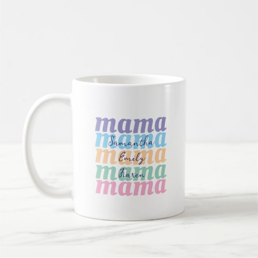 母の日 カスタム キッズ 名前 MAMA ギフト コーヒーマグカップ (左)