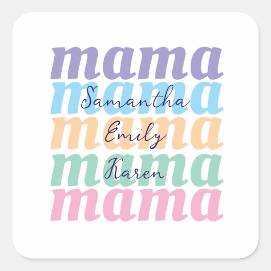 母の日 カスタム 子供の名前 MAMA ギフト スクエアシール (正面)