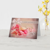 母の日 – シークレットパル – ピンクの花 カード (黄色い花)