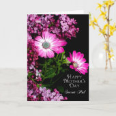 母の日 – シークレットパル – 明るい赤紫色の花 カード (黄色い花)