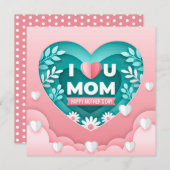 母の日 ハート＆フラワー カード (正面/裏面)