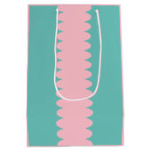 母の日、バブルガムピンク、ティール(緑がかった色)かわいらし、 ミディアムペーパーバッグ (裏面)